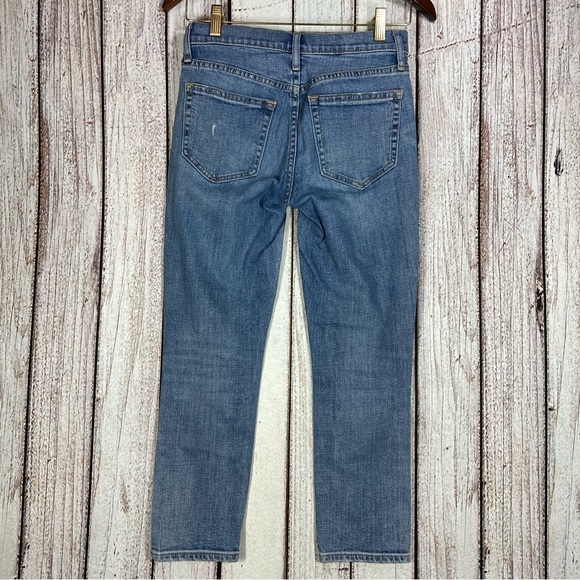 Gap 1969 Jeans Womens 24P Blue Best Girlfriend Mid Rise Distressed Stretch - Picture 2 of 11